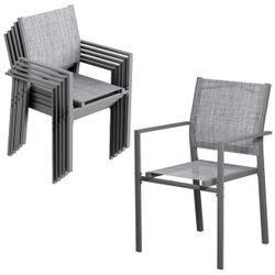 6 Pack Patio Dining Chairs, Outdoor Dining Furniture, Textilene Fabric, Stackable, w/ Metal Frame & Armrest (Table not Included)