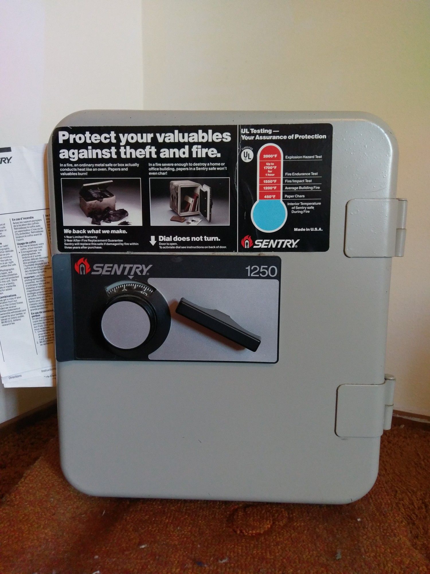 Sentry 1250 fire safe