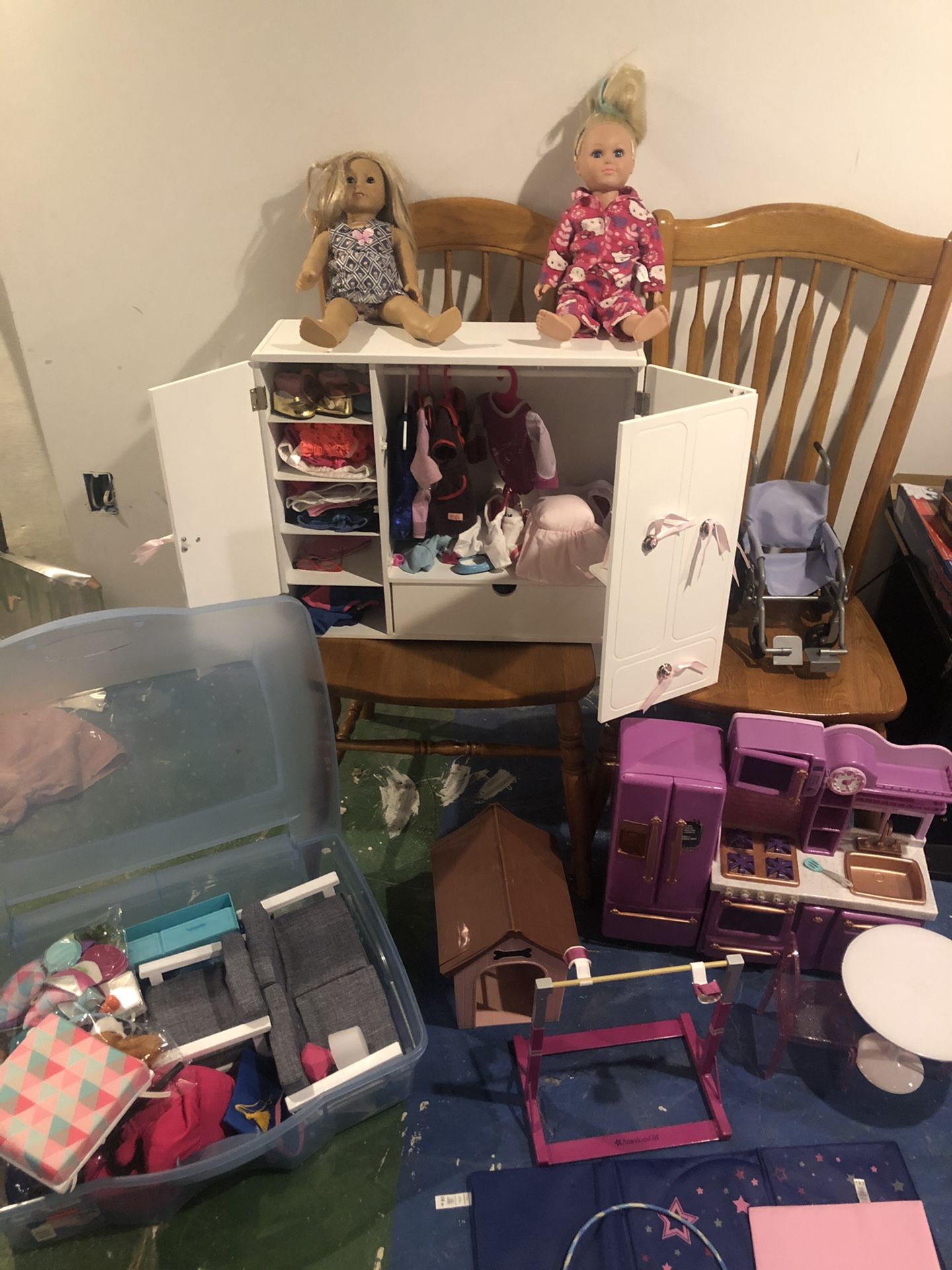 american girl doll and other doll set lot