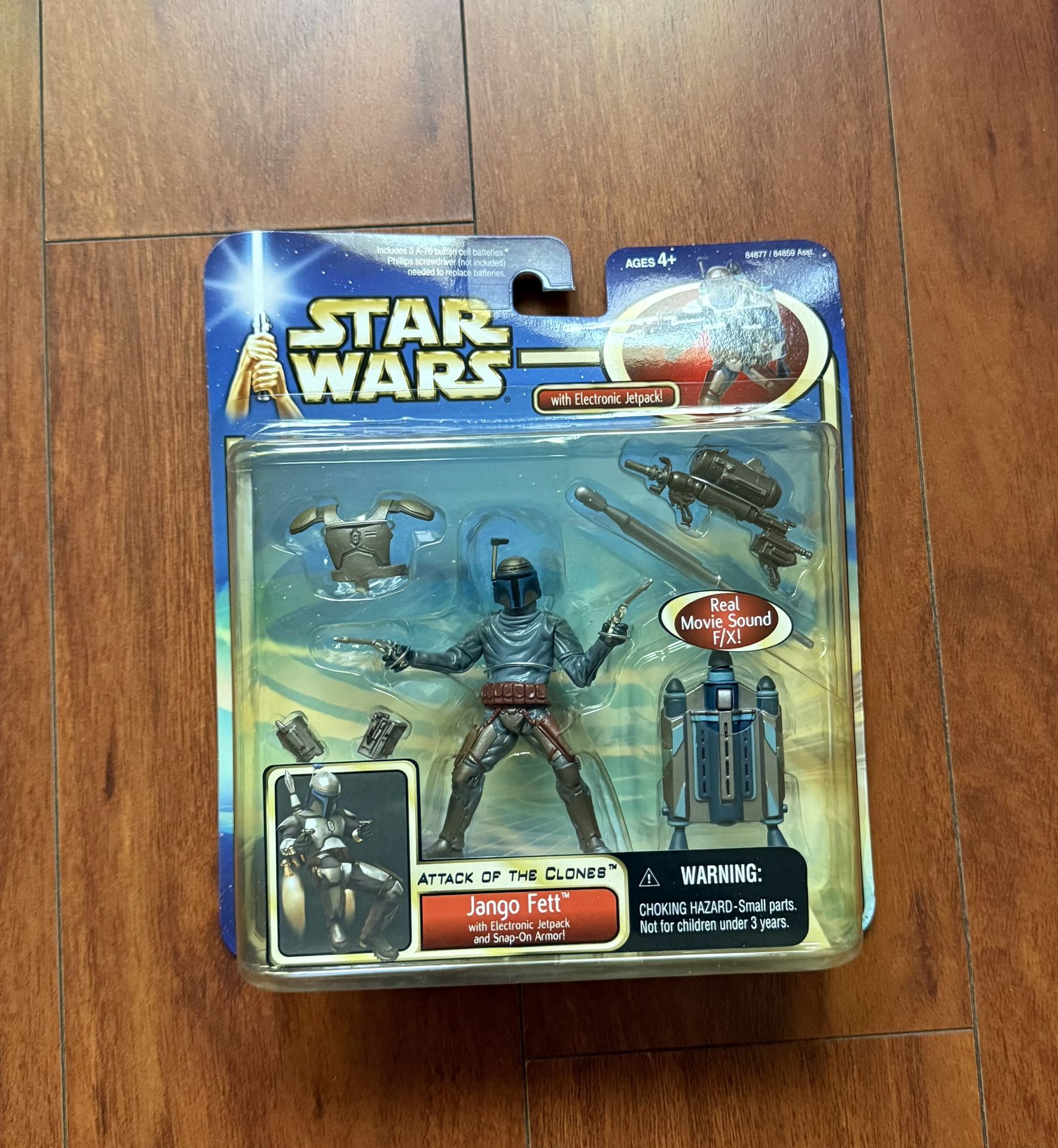 NEW Star Wars - Jango Fett w/ Electronic Jetpack and Snap-On Armor - F/X Sounds - Blue Card 2002
