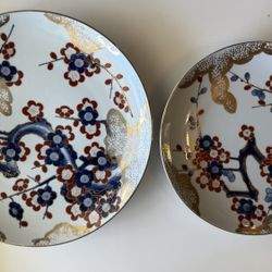 Two Gold Imari Antique Japanese Bowl Gold Hand Painted