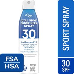 New Kroger Total Sport Sunscreen Spray Spf 30  5.5 oz