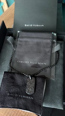 David Yurman Men black titanium diamond  chevron tag with chain