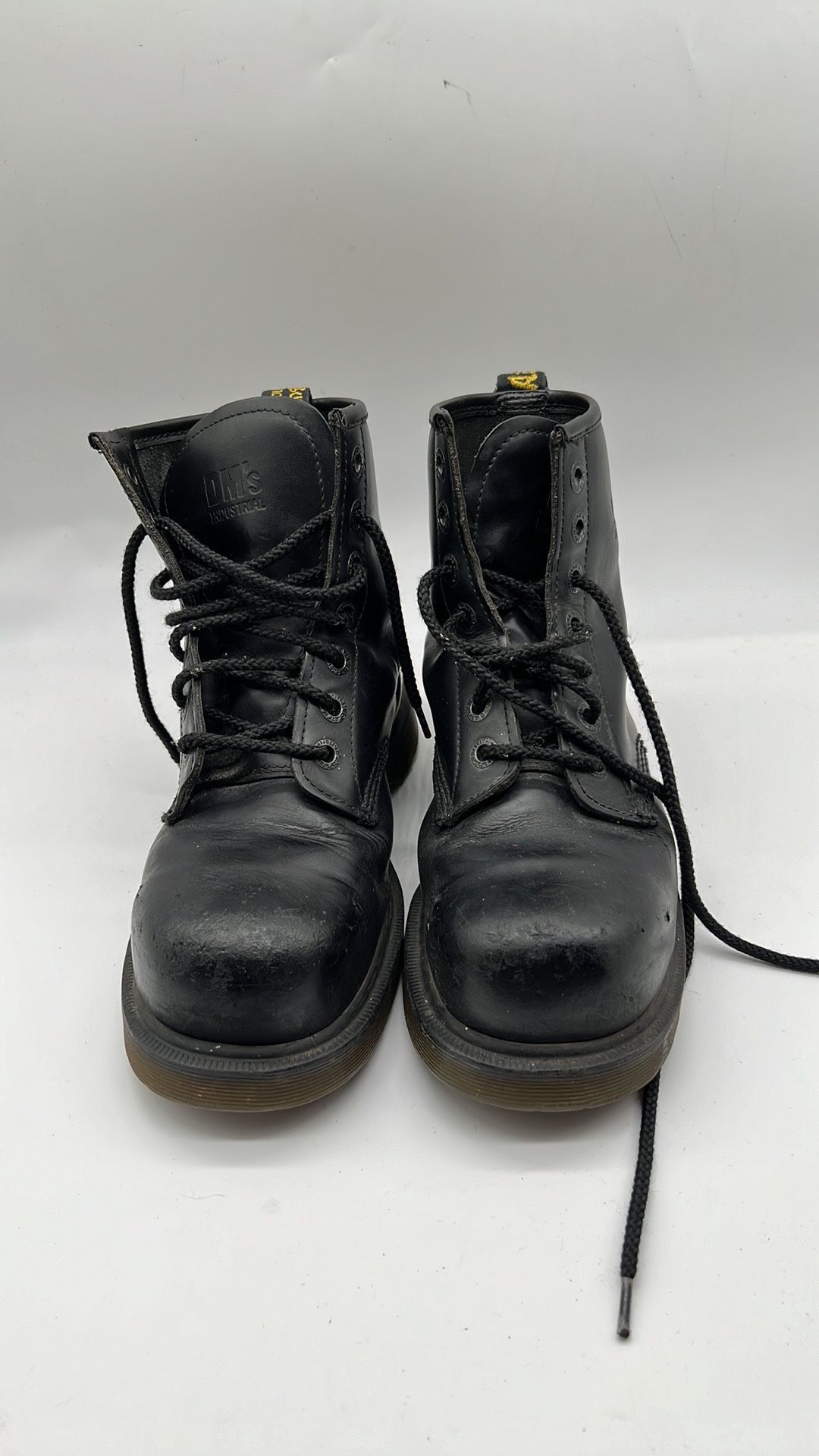 VTG Dr. Martens Mens Industrial Steel Toe Work Leather Boots SZ 7 Men 8 Women