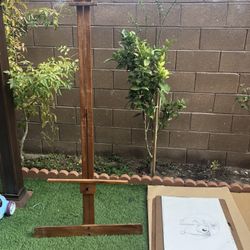 Wood Easel And Painting Papers