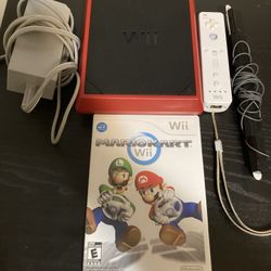 Nintendo Wii Mini Red Console with Sensor Bar & Controller & Mario Kart