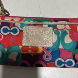 Coach Poppy Canvas Wristlet 