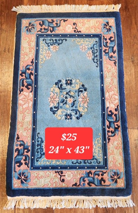 Used Throw Rug $25 Vintage Blue Oriental Style Skid Rug Throw Rug for Sale in Rancho ...