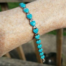 Carolyn Pollack Reversible Turquoise Sterling Silver Bracelet 7.5"