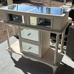 White Mirrored Dresser Cabinet