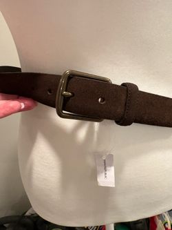 NEW Banana Republic Brown Suede Belt Dark Metal Buckle Size 36 NEW WITH TAGS