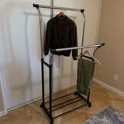 Double Rod Rolling Clothes Rack