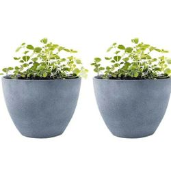 Set of 2 GRAY Floor Standing Garden Flower Planter Pots