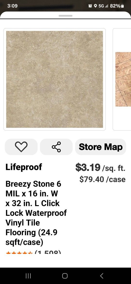 LifeProof BREEZY STONE Waterproof vinyl flooring.