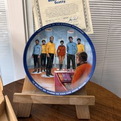 1983 USS Enterprise Star Trek Beam Us Down Scotty Collector Plate #4333k Vintage With original box a