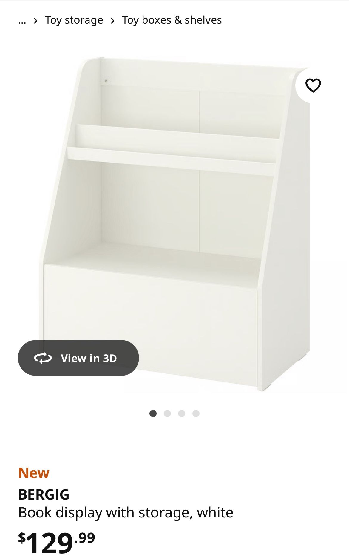 IKEA BERGIG Kids White Book Shelf And Toy Storage