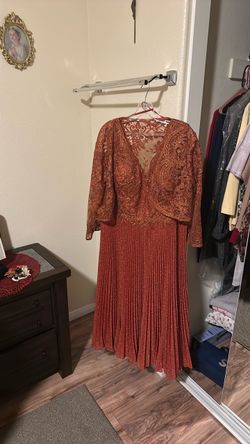 Rust Orange Lace Formal Dress