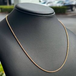 Jewelry 14k solid rose gold Rope necklace chain 22.00"  1.80mm width