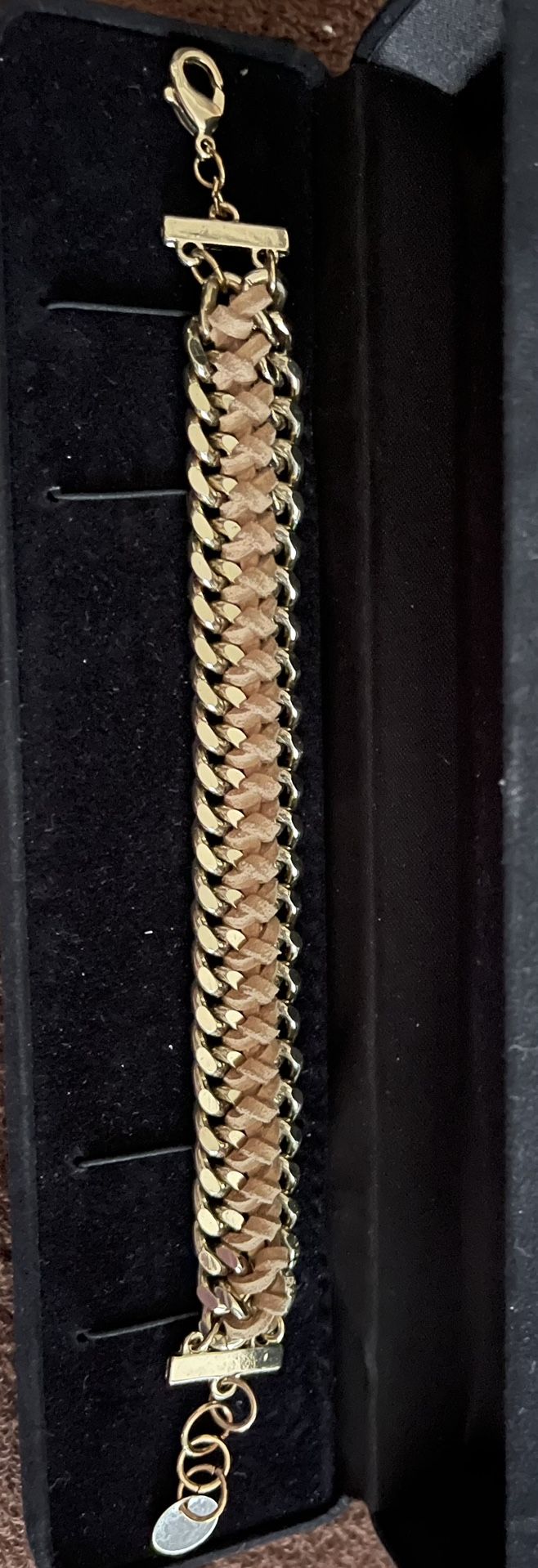 Gold Bracelet Suede Intertwined
