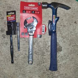 Duralast 3/8" Ratchet-extension $30 & Craftsman 6"- 10" Wrench Set $15 & Estwing 22 Hammer Tooth  $30 / All For 