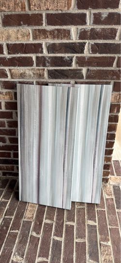 Set of 2 Gray Striped Canvas Wall Art Panels