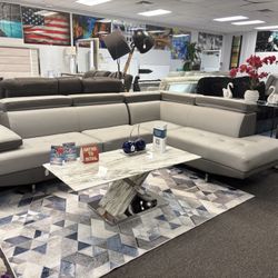 Gray L- Shaped Sectional Couch For Sale ( Multiple Colors Available ) Brand New 