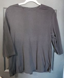 CJ Banks 1X Shirt Top Black 100% Cotton 3/4 Sleeve Shirt