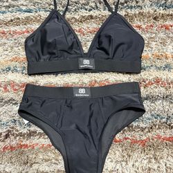 Balenciaga Woman Black Wetsuit Swimsuit Bikini  Size Medium 2 Piece