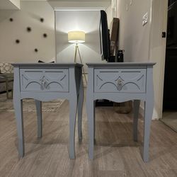 Two Gray End Tables For Sale