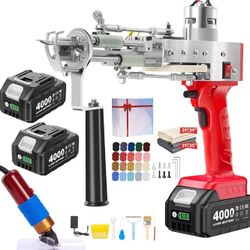 BESGEER Cordless Rug Tufting Gun with Carpet Trimmer Kit, Tufting Gun Starter Kit with 2pcs 4.0Ah Batteries，2 in 1 Cut Pile and Loop Pile Tufting Gun
