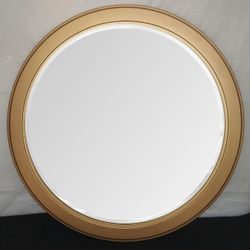 Round mirror 35" Gold Wood Frame