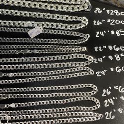 solid 925 silver flat cuban curb chains Different  styles 
