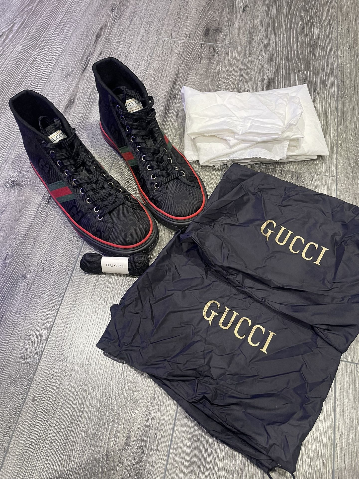 Gucci Men’s Black Leather High Top Shoes 🖤💥