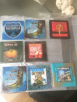 Handmade coasters with beer and wine labels!