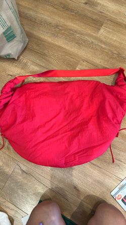 Red Nylon Crescent Shoulder Bag