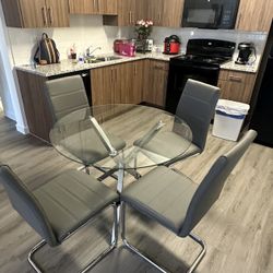 Round DINING SET w/ 5 Pieces / Gray Dining Chairs  🪑 🪑 🪑 