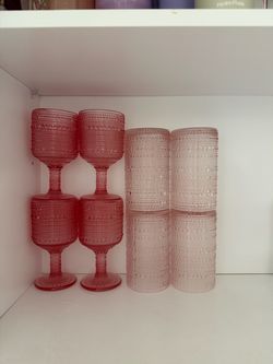 Pink glass cups