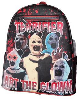 Terrifier Art the Clown Small Mini Backpack Black/Red Splatter Graphic Zip