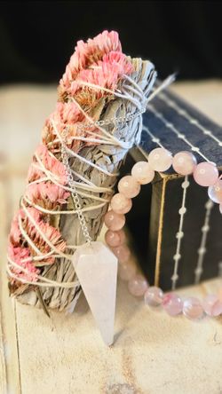 Rose Quartz Pendulum and Sage Bundle💗