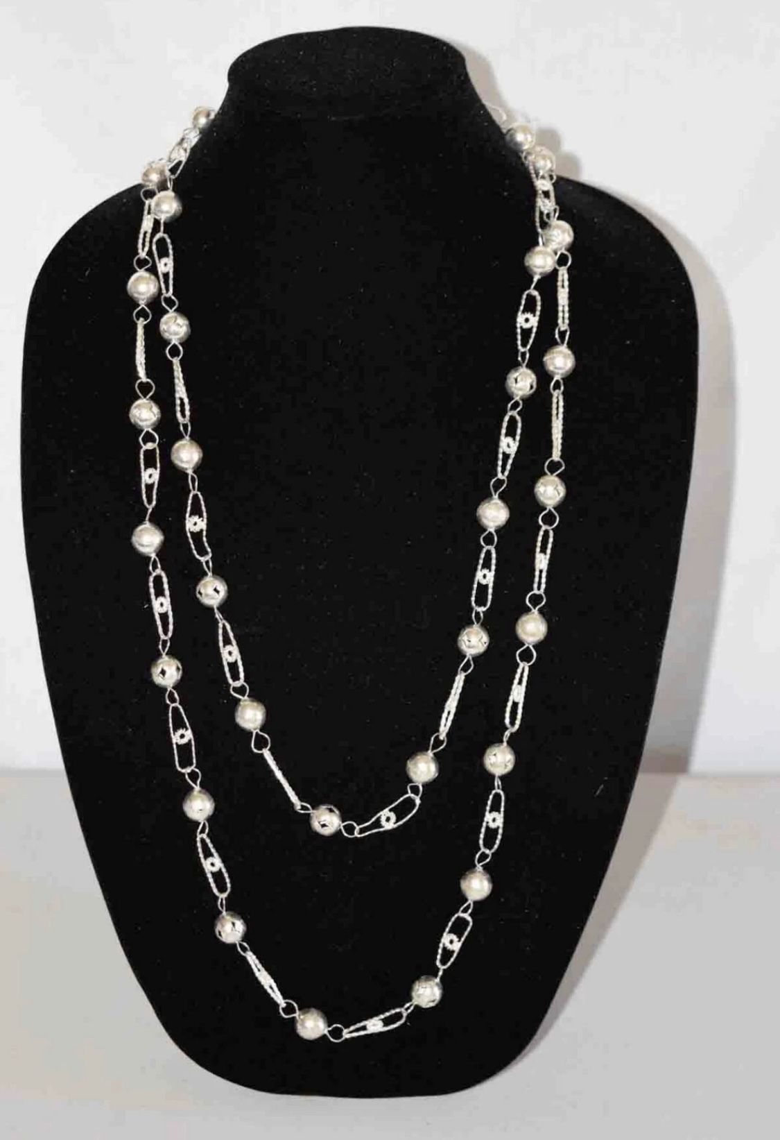 Vintage Artisan Made Silver Beaded Necklace
