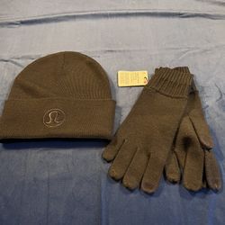 Black beanie and gloves set from lululemon athletica