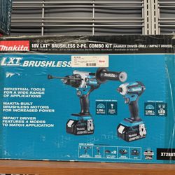 MAKITA XT288T 18V LXT Brushless Cordless Combo Kit (Impact Driver and  Hammer Drill)