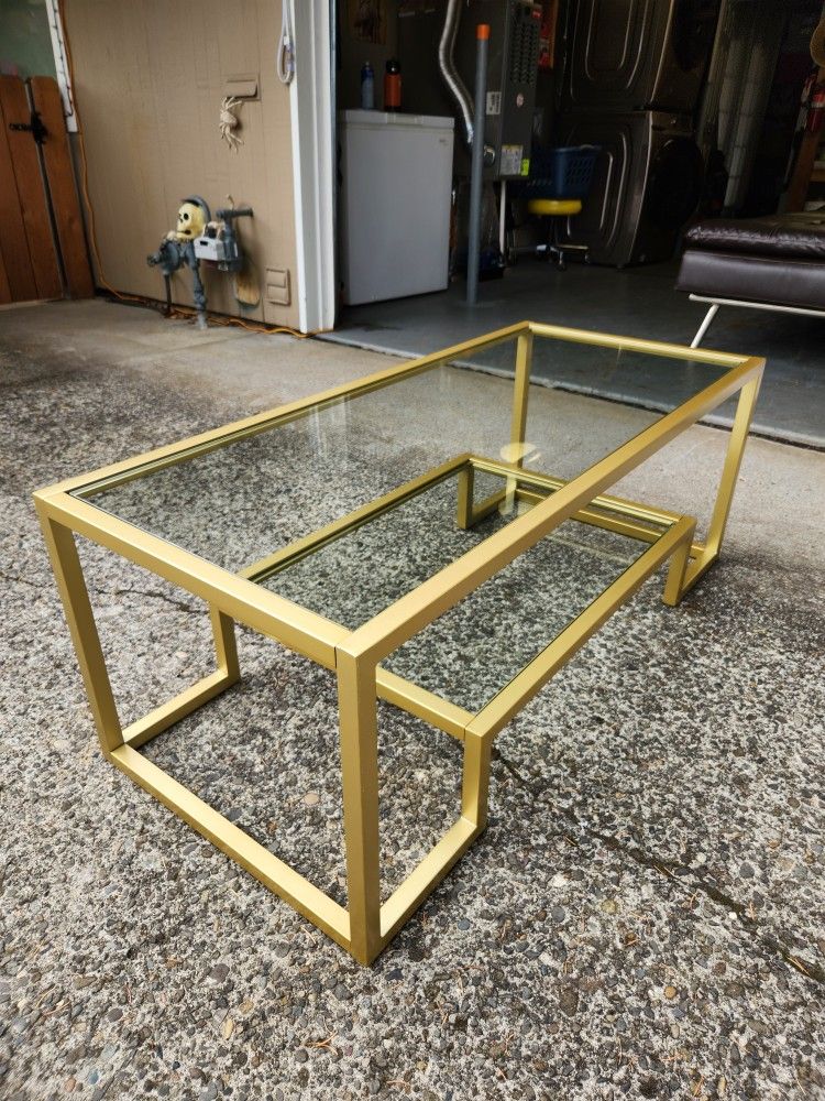 Modern Gold/Glass Coffee Table-Excellent Condition!
