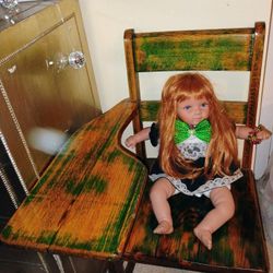 Vintage Real Wood Desk/Chair