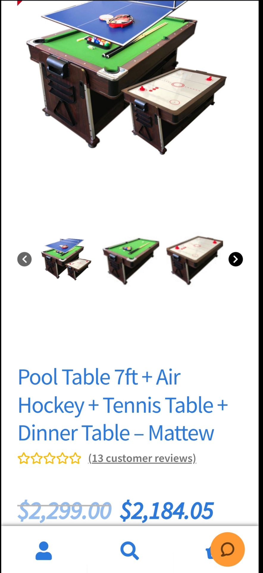 Pool Table 7ft + Air Hockey + Tennis Table + Dinner Table