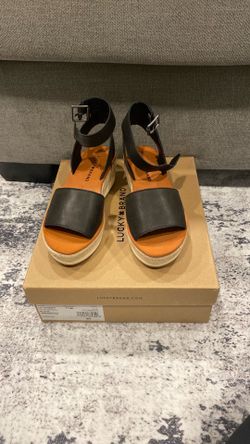 Lucky Brand Black Platform Espadrille Sandals