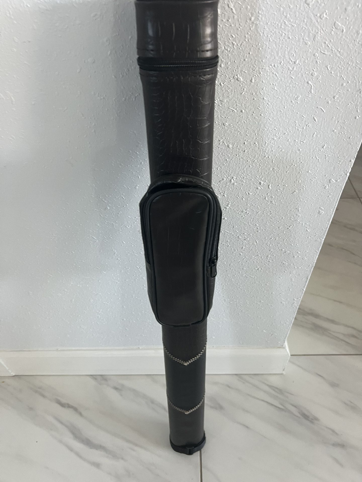 Brown Leather Crocodile Pool Cue Case