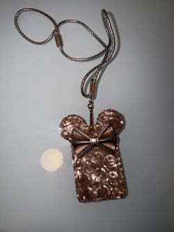 Disney Parks Loungefly Rose Gold Minnie ID Holder Lanyard NEW HTF