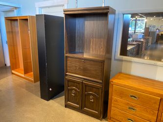 Bookshelf with Hide Away Desk and Cubby Storage Inside