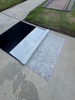 Black Area Rug with Rug Pad